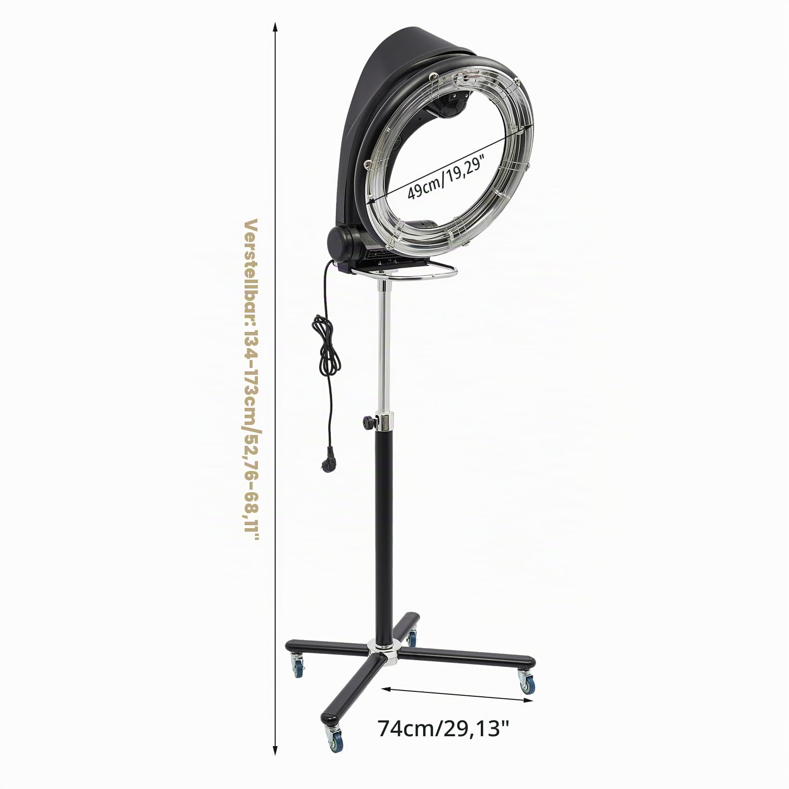 3 in 1 Orbital Infrarot Haartrockner, Salon Haartrockner, Haartrockner 950W, höhenverstellbar 52,76-68,11 Zoll, Timer 0-60 Minuten, Trockenhaube für Friseursalons