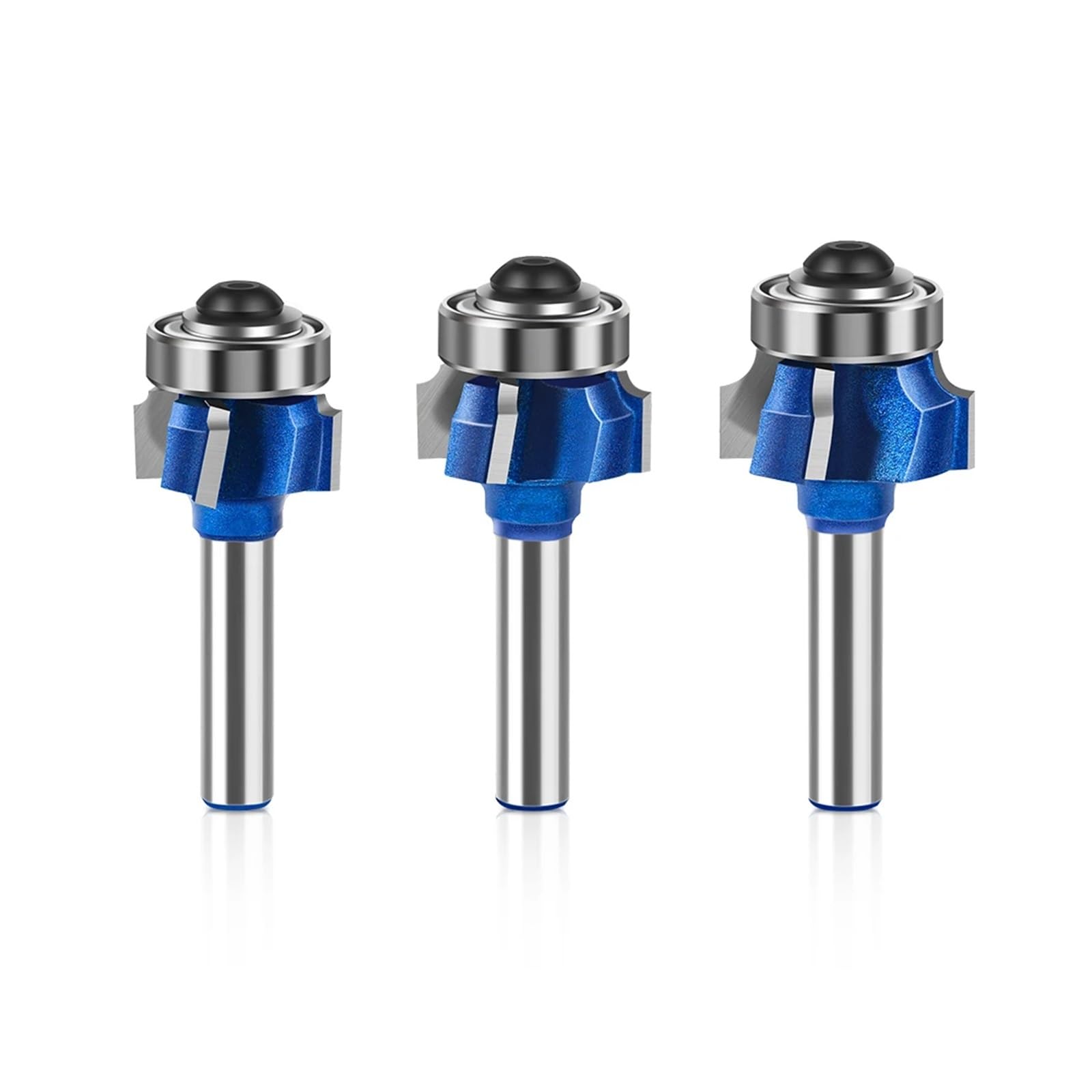 1/3 szt. 8 mm 6 mm 1/4 cala trzpień 4 ostrza zestaw frezów do obróbki drewna frez do drewna R1 R2 R3 nóż do przycinania krawędzi(3Pcs 6.35mm Shank)