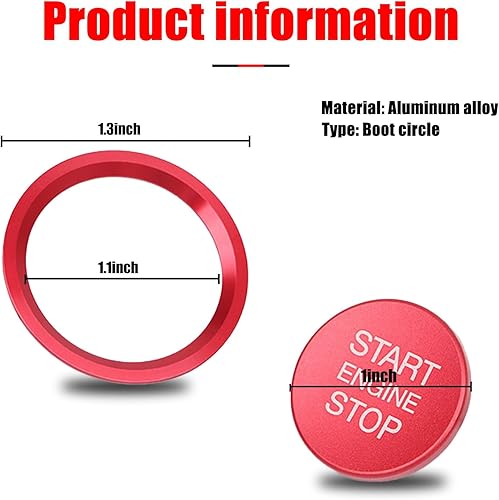 Miniatura 2 de 2 calcomanías para cubierta de botón de arranque del motor de automóvil, decoración de círculo de arranque con un botón, accesorios interiores para