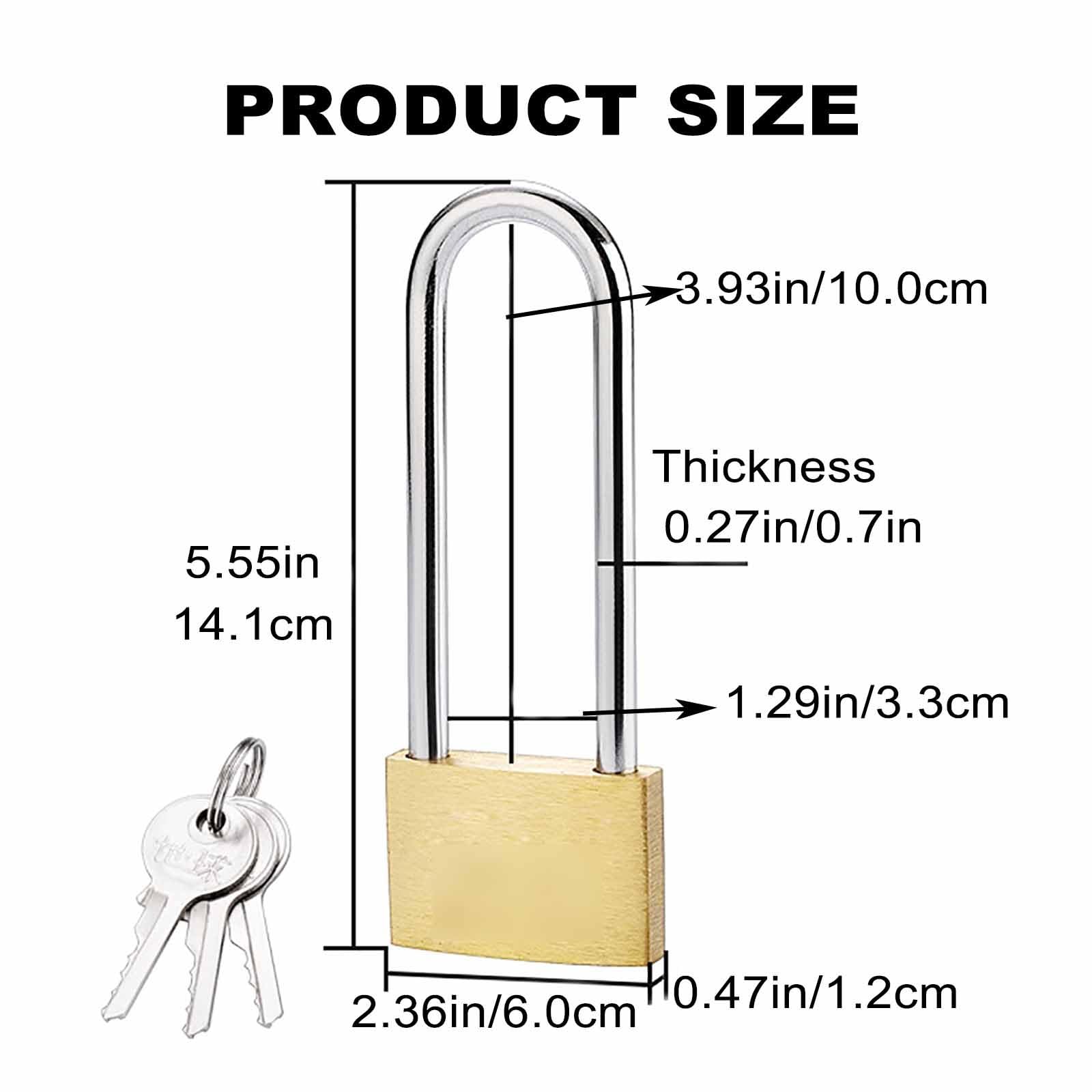 Candado Arco largo, Candado de Seguridad con 3 Llaves, Ofrece Mayor Espacio De Cierre, para Taquillas, Candados de Bicicletas, Puertas y Ventanas (Color : 10 Handful, Size : 6.0cm/2.36in)