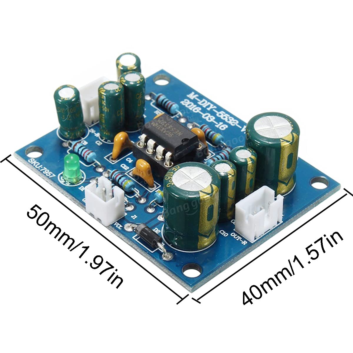 NE5532 Scheda preamplificatore Op DC12V-35V con cavo 28 awg per Bluetooth