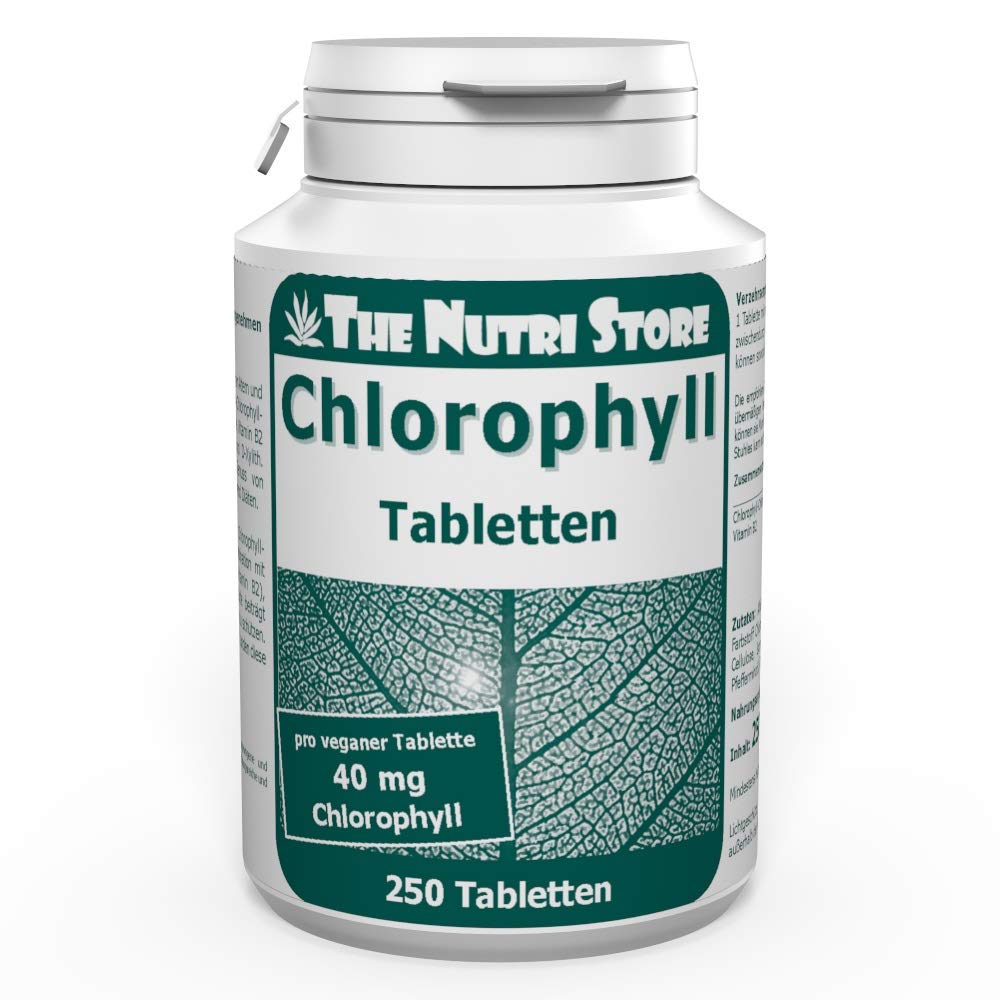 Chlorophyll Tabletten 250 Stk - 40mg Alfalfa Chlorophyll pro Tablette - Vegan mit Minzgeschmack - Pfefferminze Petersilie Vitamin B2 - Vorratspackung