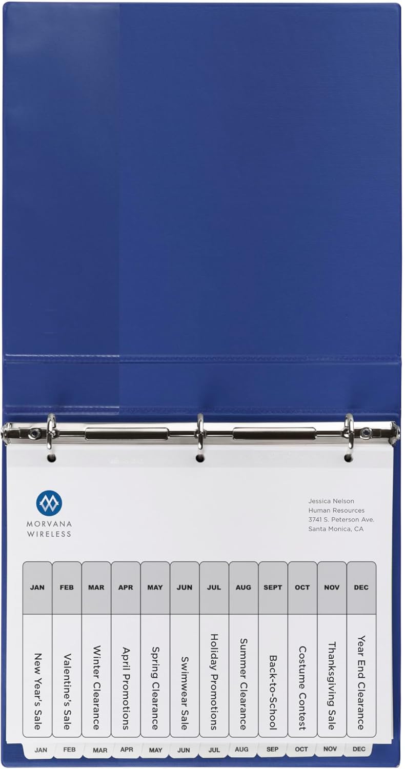 Avery Jan-Dec Dividers for 3 Ring Binders, 12 Tabs per Set, Customizable Table of Contents, Classic White Tabs, Great for Organizing Reports, Projects, and More (6 Sets of 11826)