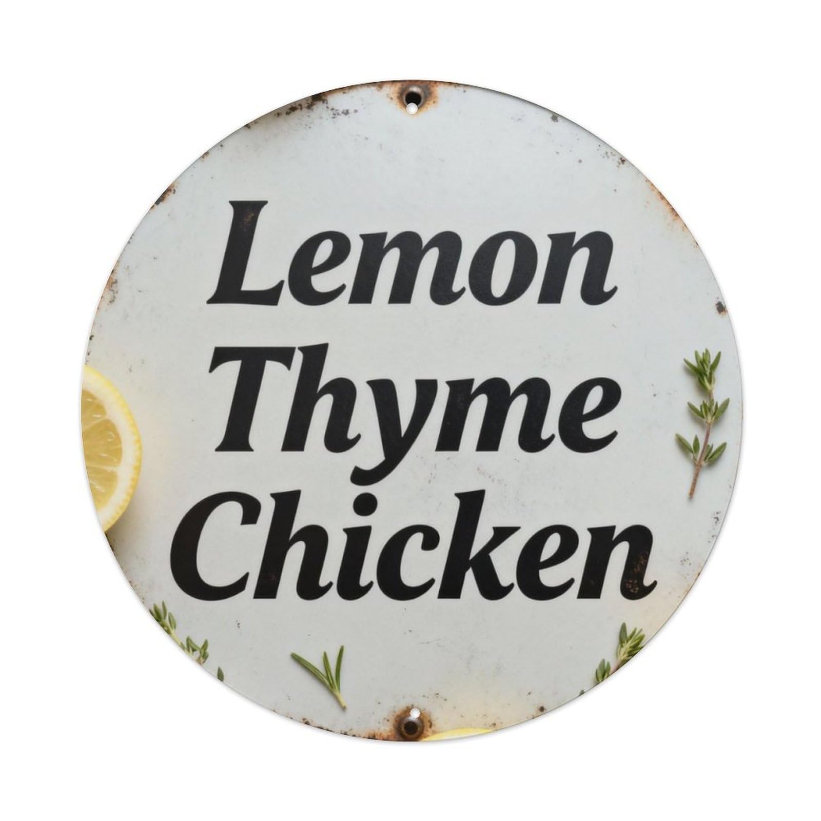 Lemon Thyme Chicken Metal Tin Sign Plaque