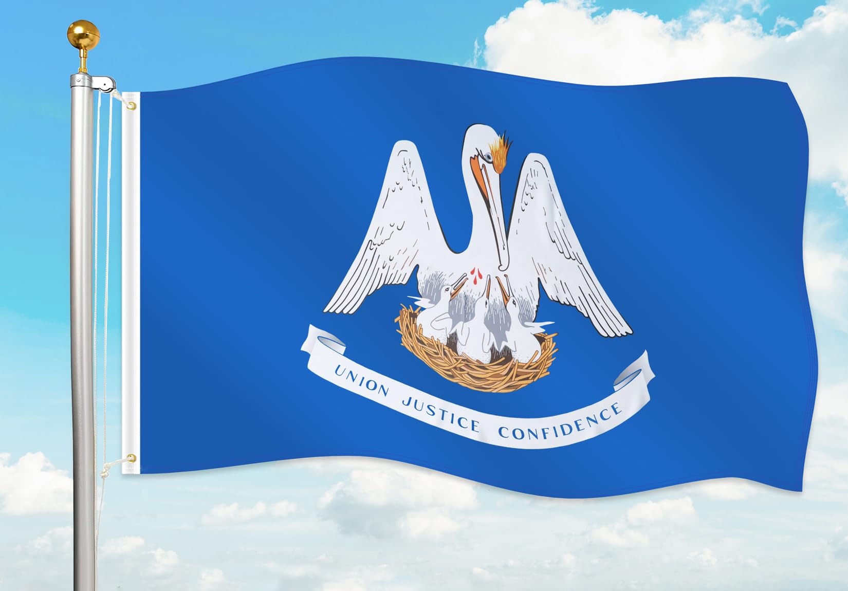 Photo 1 of Louisiana state flag 3x5 Ft Outdoor Heavy Duty,Louisiana state flag 3x5 Embroidered,Louisiana state flags 3x5 Outdoor Best In Usa High Wind Stitched Stripes,Outdoor 3x5 Louisiana state flag Nylon Louisiana state outdoor-3x5Ft