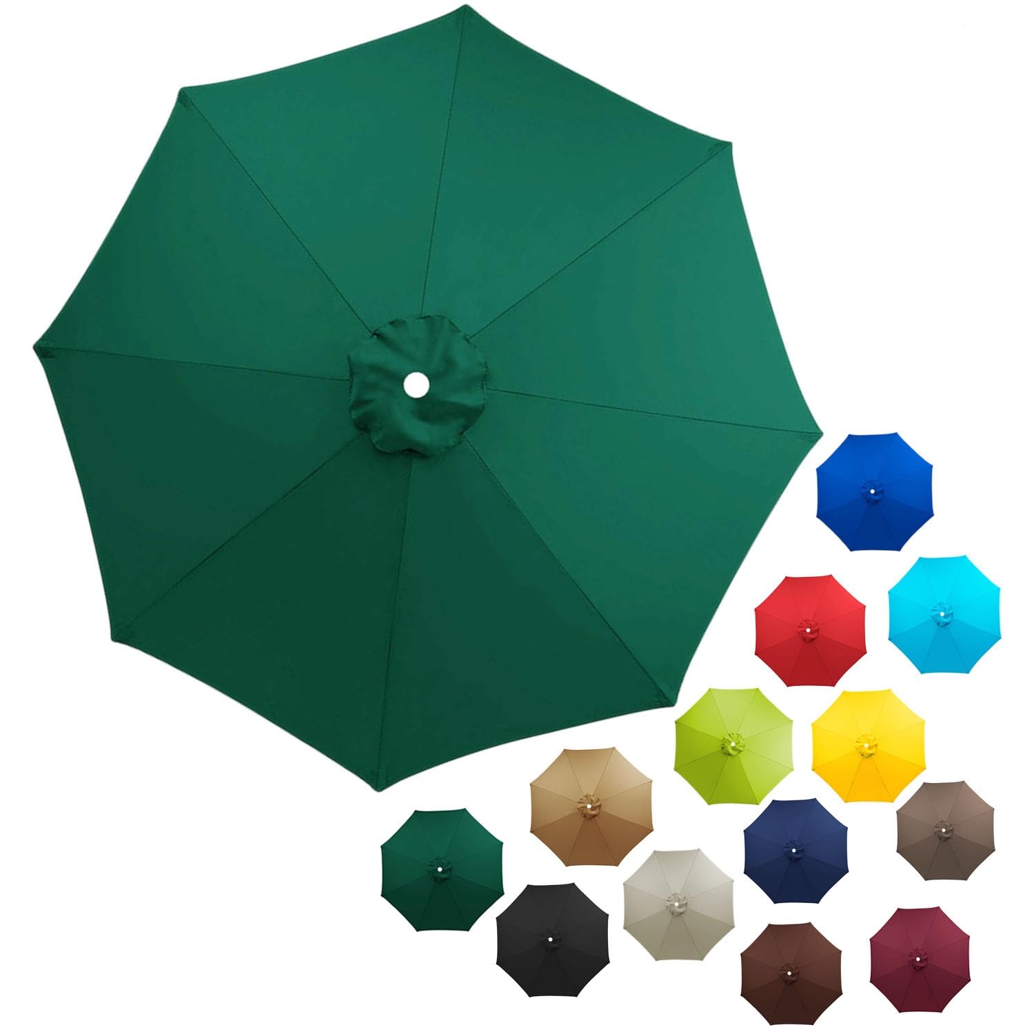 Patio Umbrella Replacement Canopy 8 arms, Outdoor Parasol Replacement Canopy Cover Replacement Cloth for Garden Parasol 2.0M/2.7M/3.0M fits Wood, Aluminum, Metal or Fiberglass Market Umbrella Frames (