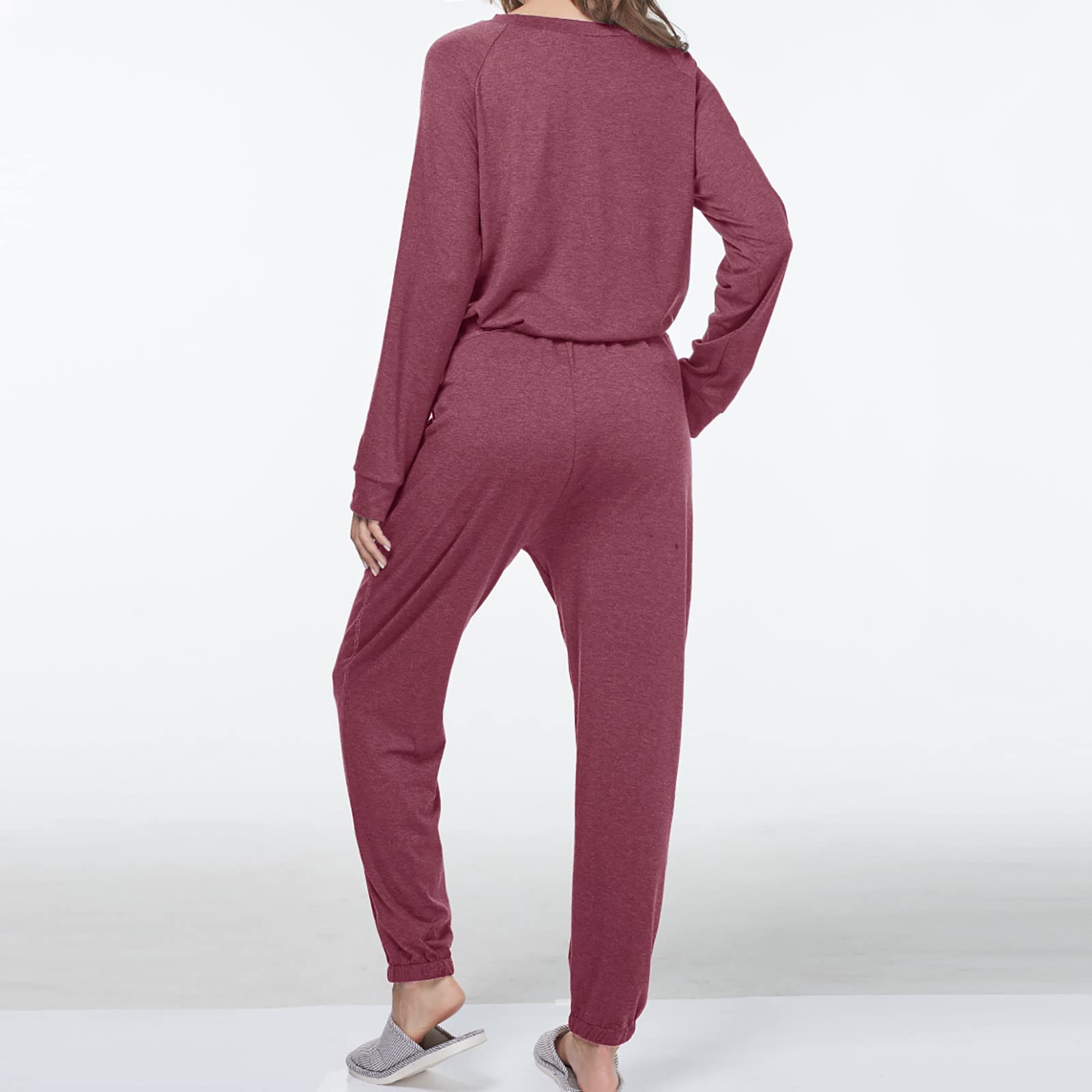 Cysincos Womens Sweatsuits 2 Piece Outfit Sweatpants Loungewear Jogger Pajama Set Long Sleeve Pullover Drawstring Pants