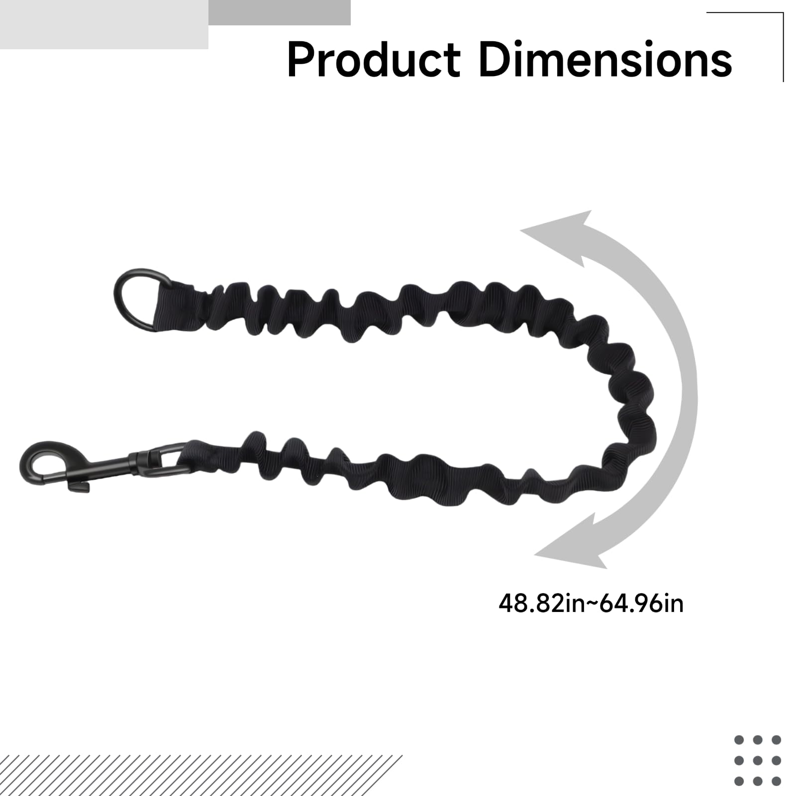 Accesorio para correa de bicicleta para perro, ejercitador de bicicleta manos libres con varilla de metal de 43 cm, correa elástica para bicicleta, flexible de 48,8 a 65 pulgadas de extensión de 124 a