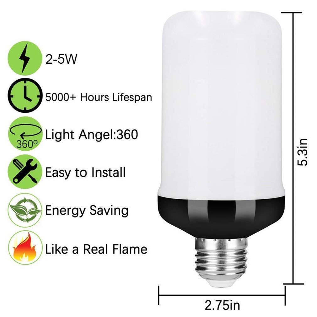 Lampadina A Fiamma 5W, E27 LED Effetto Fuoco Tremolante Lampadina E14 LED Flickering Fire Effect Lampadina con 4 modalità Flicker Fiamma Lampadina per Natale Casa Hotel Bar,E14,4pcs