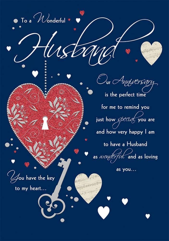 Piccadilly Greetings Traditional Annivesary Card Husband - 10 x 7 inches