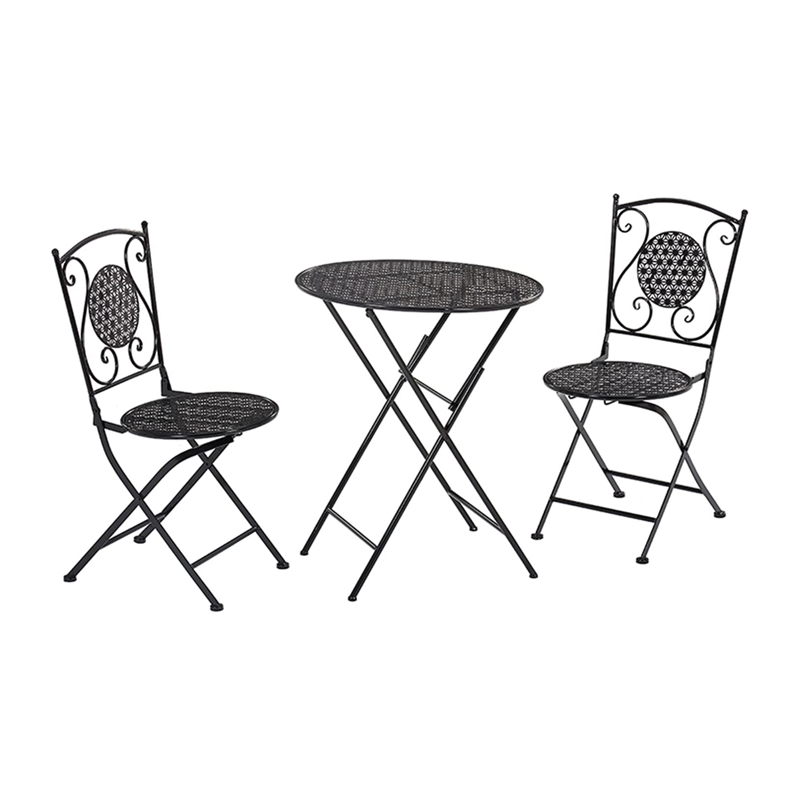 Set da 3 pezzi da bistrot per esterni, mobili da veranda pieghevoli, tavolo da pranzo da patio in metallo e 2 sedie, set da bistrot da patio portatile da 3 pezzi per prato GBackyard, Pin