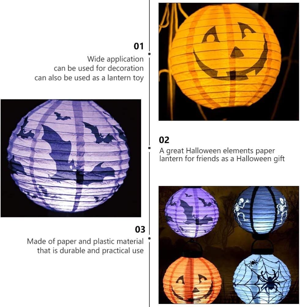 Latarnia na Halloween 8 Sztuk Halloween Dynia Papierowa Latarnia Okrągły Pająk Czarownica Bat Dekoracja na Halloween
