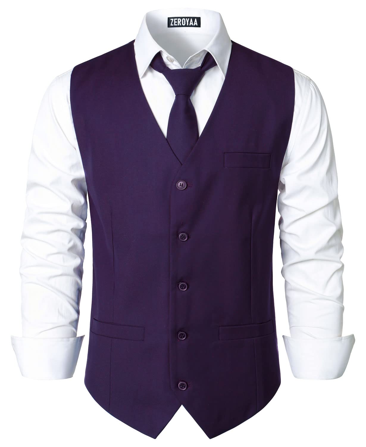 ZEROYAA Men's Urban Design Business Formal Dress Vest