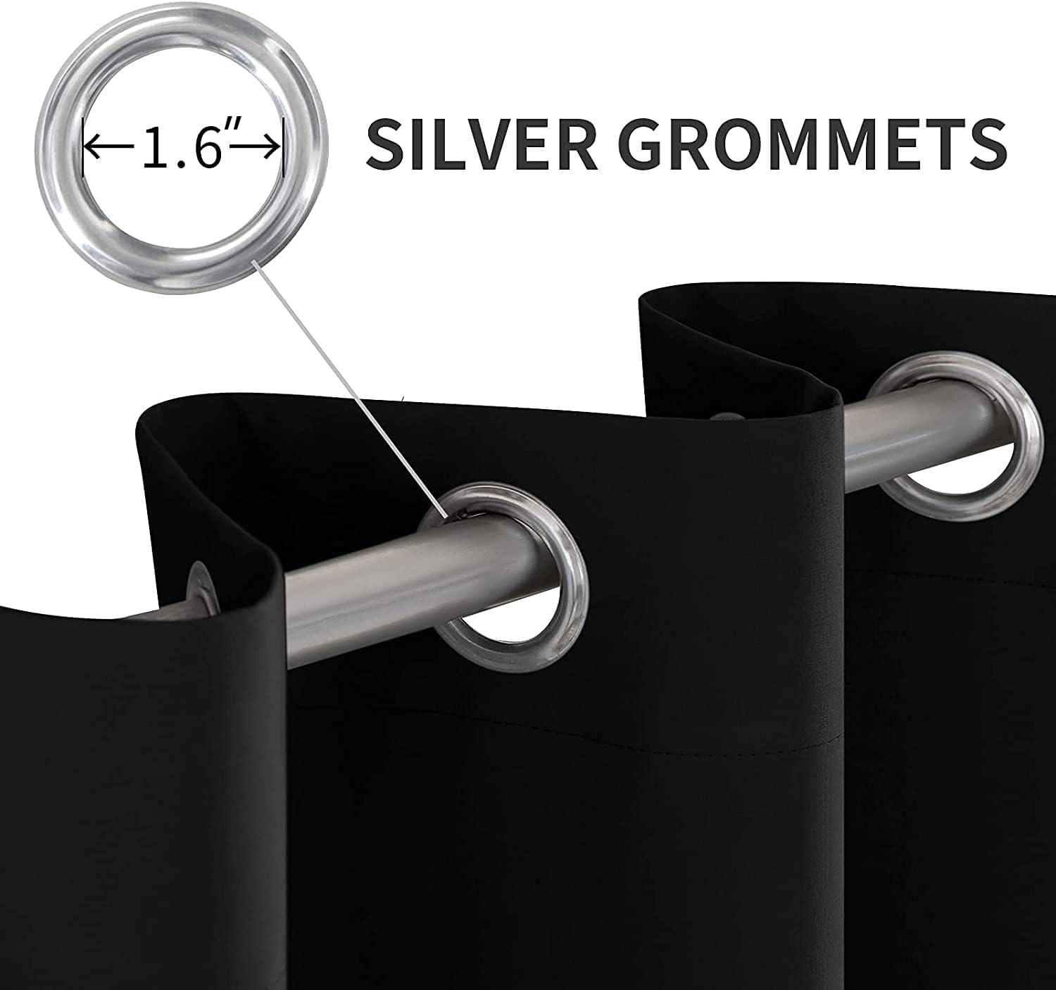 MIULEE 100% Blackout Curtains Thermal Insulated Solid Grommet Curtains/Drapes/Shades for Bedroom Living Room 2 Panels Black 52x54 Inch
