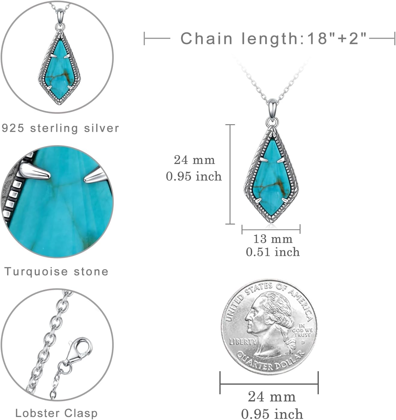 Genuine Turquoise Necklace 925 Sterling Silver Genuine Turquoise Necklace Western Jewelry Turquoises Jewelry Gifts for Women - Image 6