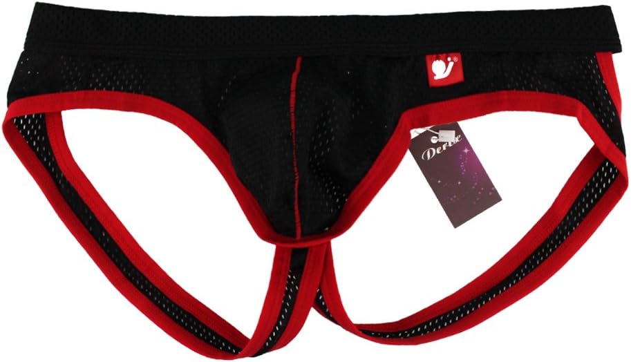 Derix Men's Low-Waisted Thong Backless Lycra Bulge Shorts,NNK001,Black,S