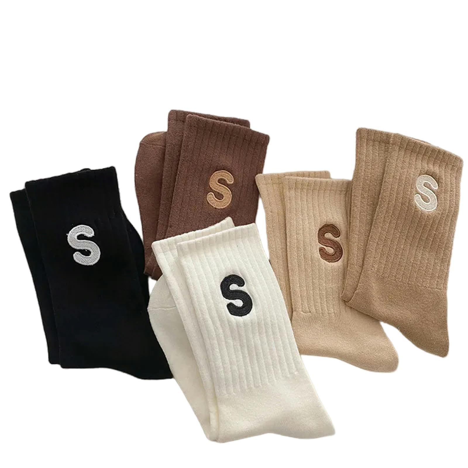 Calcetines Hombre Carta Autumn Winter Women'S Calcets Kawaii Ladies Calcetines De Algodón Color Sólido Unisex