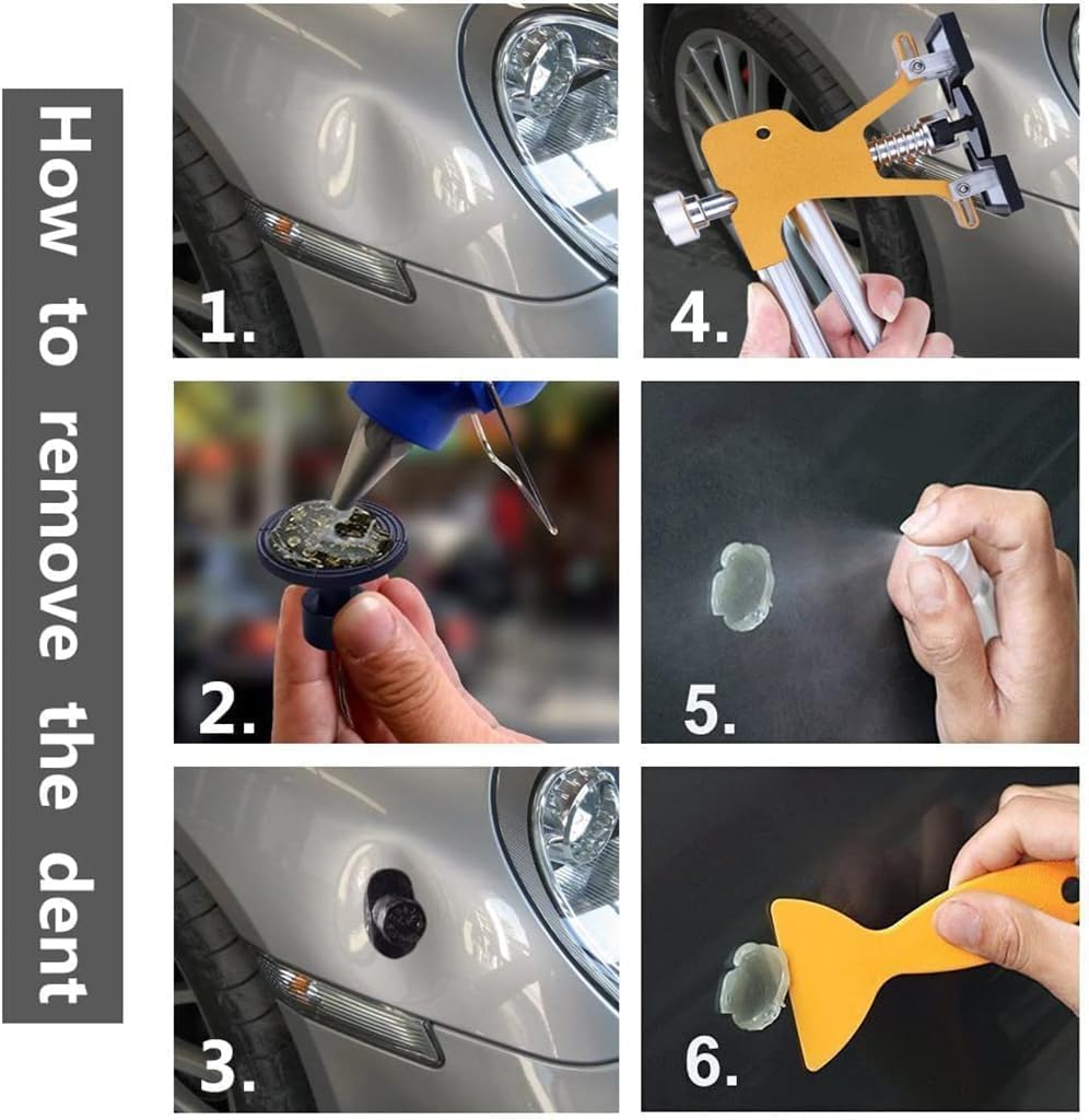GLISTON Car Dent Puller Kit, Auto Paintless Dent Removal Set for Automobile/Refrigerator/Washing Machine Body Dent Repair