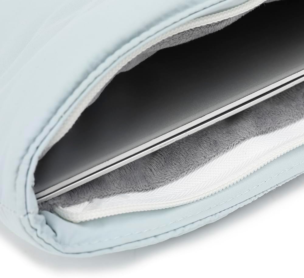 Canvaslife Puffy Laptop Sleeve 15 Inch 15.4 Inch, Quilted Puffer Laptop Case for Women, Pillow Case Compatible for MacBook Pro 16 inch and 15 inch-15.6 inch (Light Blue) image 4