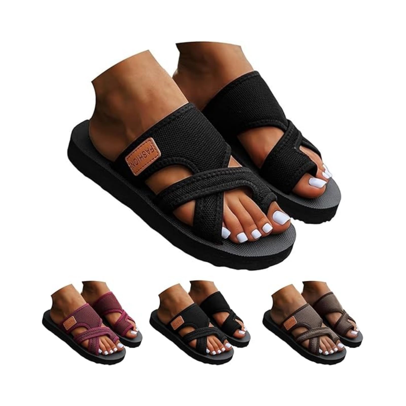 Orthopedic Sandals for Women, Comfortable Beach Sandals with Arch Support Breathable Hollow Mesh Walking Flip Flops