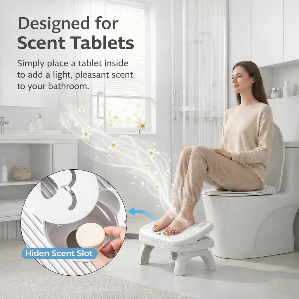 Toilet Stool for Adult and Kids,Cute Bear Design Potty Step Stool with Adjustable Height,Non-Slip Plastic Bathroom Foot Rest for Toddlers & Adults