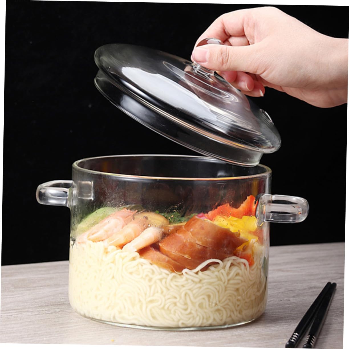 Transparentes Hitzebeständiges Glas fruchtschüssel mit Deckel Mikrowellengeeignet für Salat Suppe Nudeln Schnelles Entlüften Gesundes Kochen Vielseitig Einsetzbar