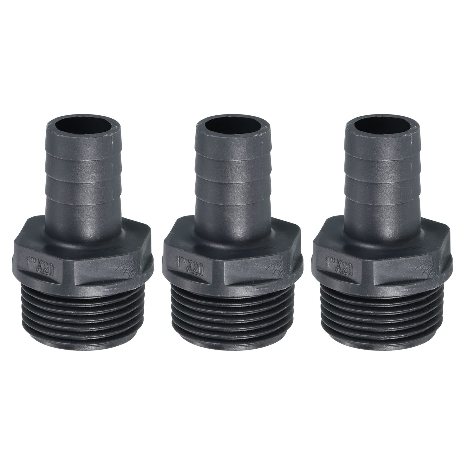 PATIKIL UPVC Barb Hose Fitting, 20mm Barbed G1 Male Thread Pipe Connector Adapter Quick Fittings for Water Fuel Air Gray