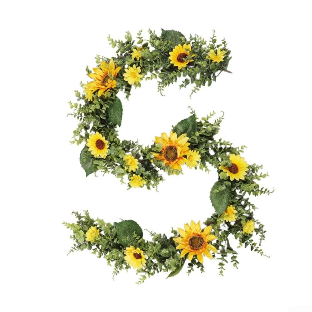 Guirlande de tournesols artificiels haut de gamme en fleurs de soie 180cm