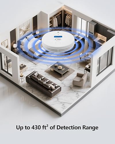 Miniatura 8 de Detector de humo y monóxido de carbono, alarma de humo combinada de 10 años y monitor de CO con pantalla digital y LED, detector de combinación