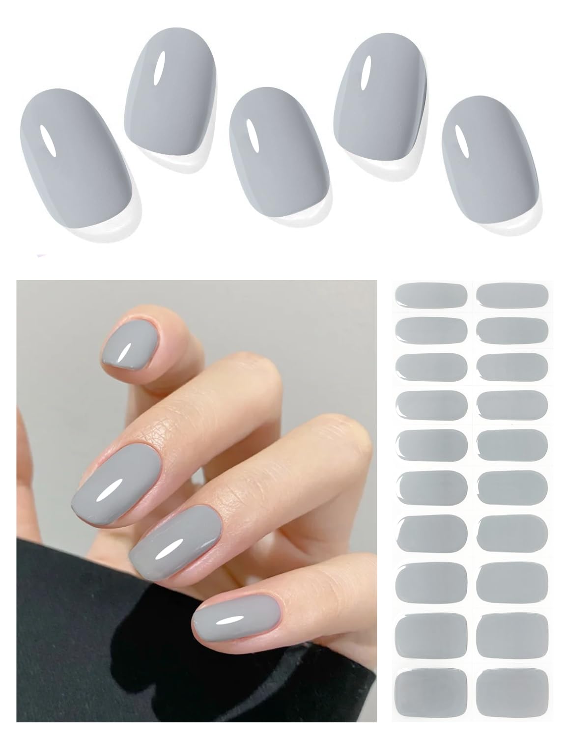 AutyaMee Semi Cured Gel Nail Strips (Sheer Nude), Jelly Beige, 20 Pcs Gel Nail Wraps, Stickers, UV Light Required, Salon Quality, Long Lasting