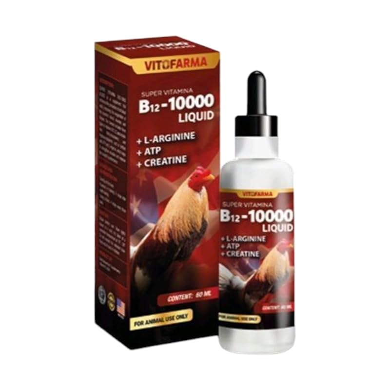 VITOFARMA Suplemento vitamínico líquido para galos e aves com vitamina B12 10000, ATP, L-arginina e creatina, 60 mL