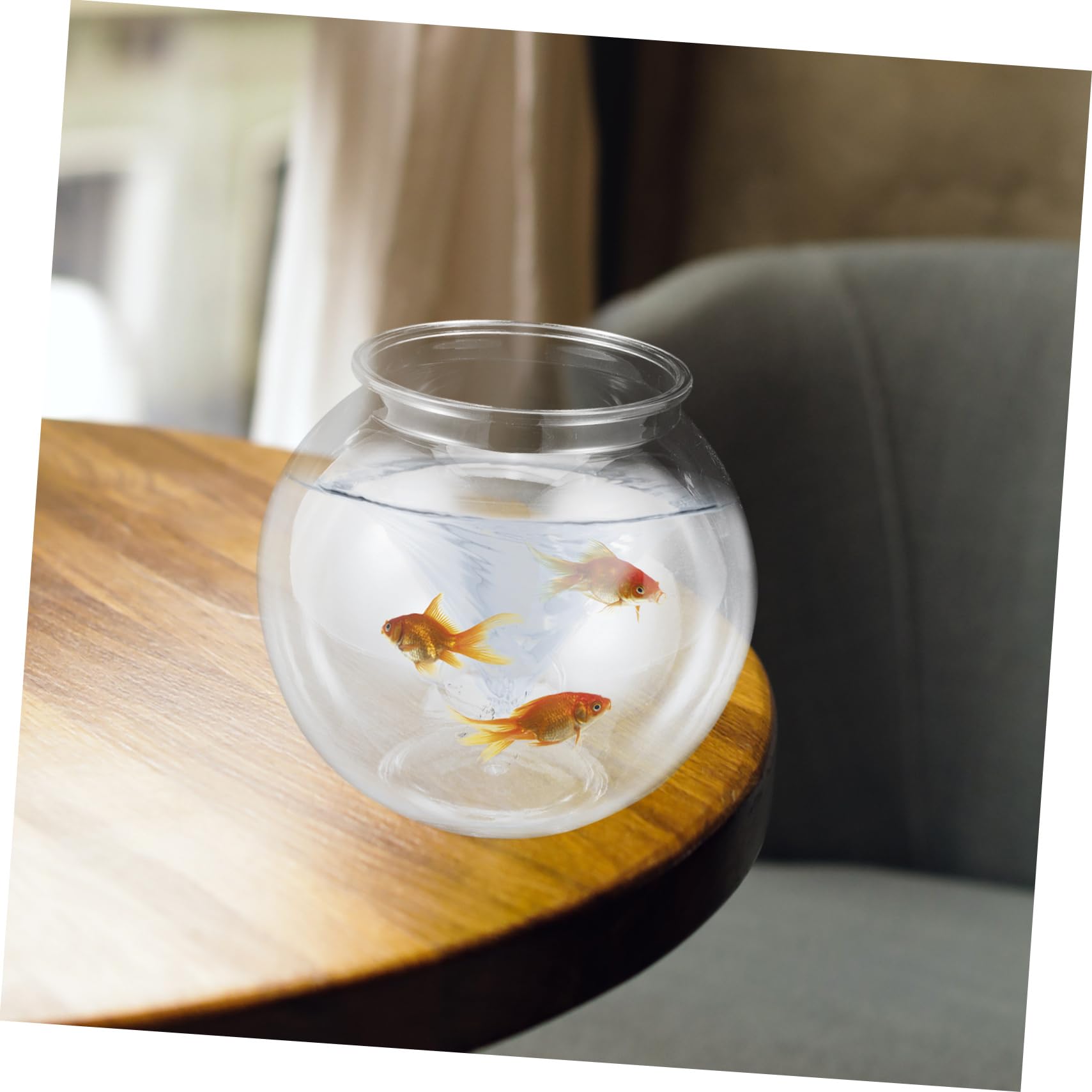 UKCOCO Pecera Redonda de Plástico Transparente para Peces Pequeños, Resistente y Ligera, Ideal para Ambientación de Jardín o Evento, Vista Clara Interior
