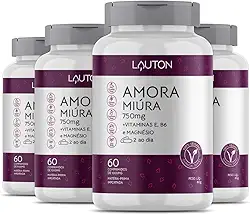 Amora Miura 750mg Premium com Vitaminas Lauton Alivia TPM e Menopausa - Kit 4