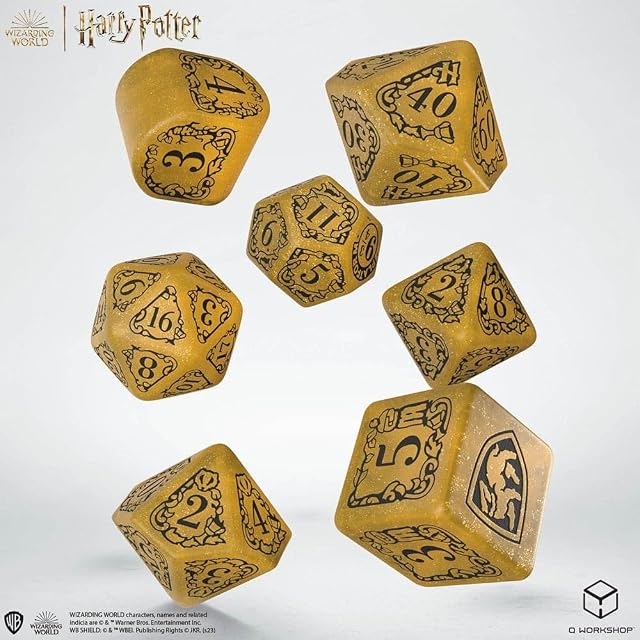 Foto 2 de 2 de Q WORKSHOP Harry Potter Pack dés Hufflepuff - Juego de Dados (7 Unidades), Color Amarillo