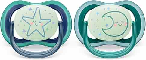 Ciuccio Philips Avent Ultra Air - 2 Pezzi, Per Bambini 6-18 Mesi, Traspirante, Fluorescente, Senza BPA