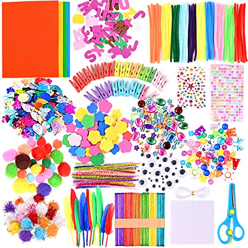 GOLDGE Kit de Manualidades para niños, Pipe Cleaners Crafts Set Pompones Ojos Manualidades Kit Crafts Set y Pipe Cheners para DIY Art Supplies Creativo Regalo Manualidades Labores para Niños