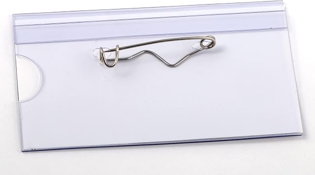 EUROPEL Name Badge Holders with Safety Pin & Blank Card Insert Sheets (Pack of 24) - Horizontal ID Card Holder for School, Colleges, Offices & Corporate Event - 75 x 40 mm, 121263