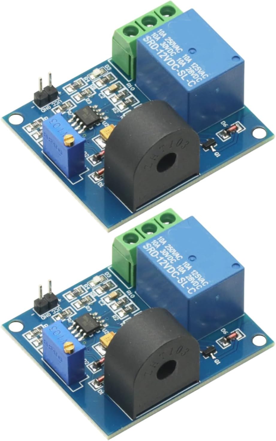 2PCS 5A Overcurrent Protection Relay Module AC Current Sensor Detection Board 12V Relay Current Transformer