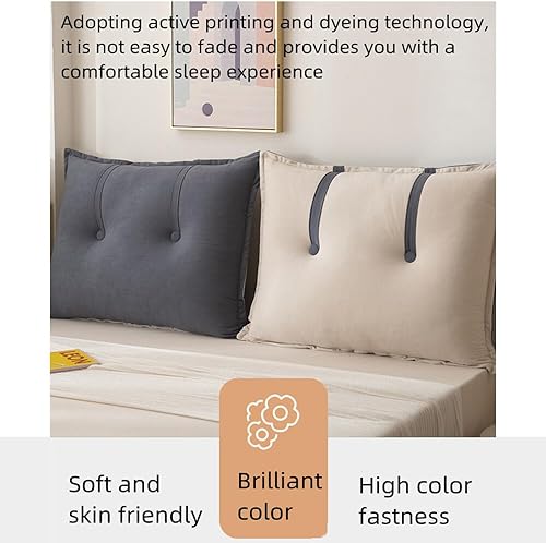 Miniatura 6 de FAVICOVID Almohada de cabecera para cama, almohada de lectura, almohada de respaldo almohada lumbar decorativa para sofá, cojín de apoyo con funda