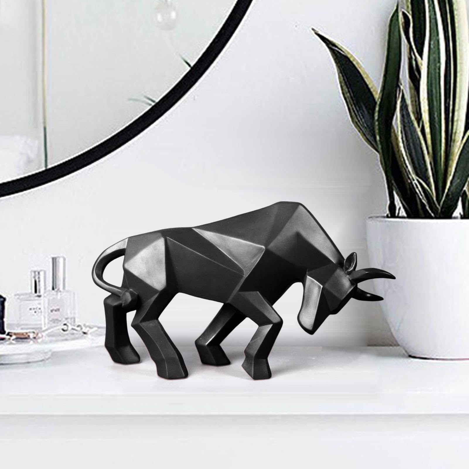 Figura geométrica de Buey para decoración de Escritorio, Estatua del árbol | estatuas de Animales del árbol, taurinos de Resina, Escultura de Animales, decoración de Mesa 'uf