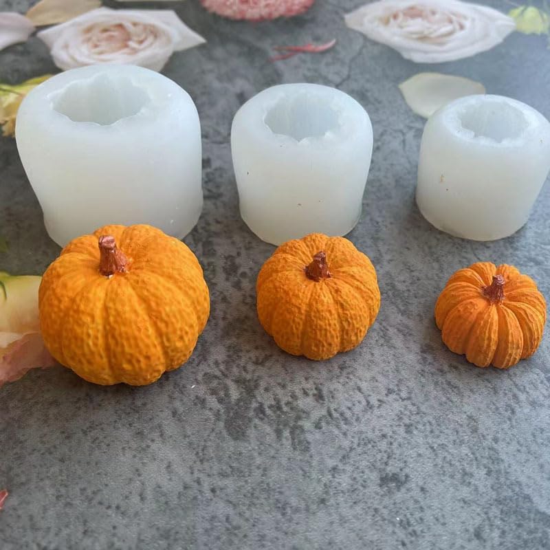 Miniatura 3 de Paquete de 4 moldes de velas de Halloween, moldes de silicona de calabaza de tamaño múltiple y molde de hoja de arce para hacer velas, moldes