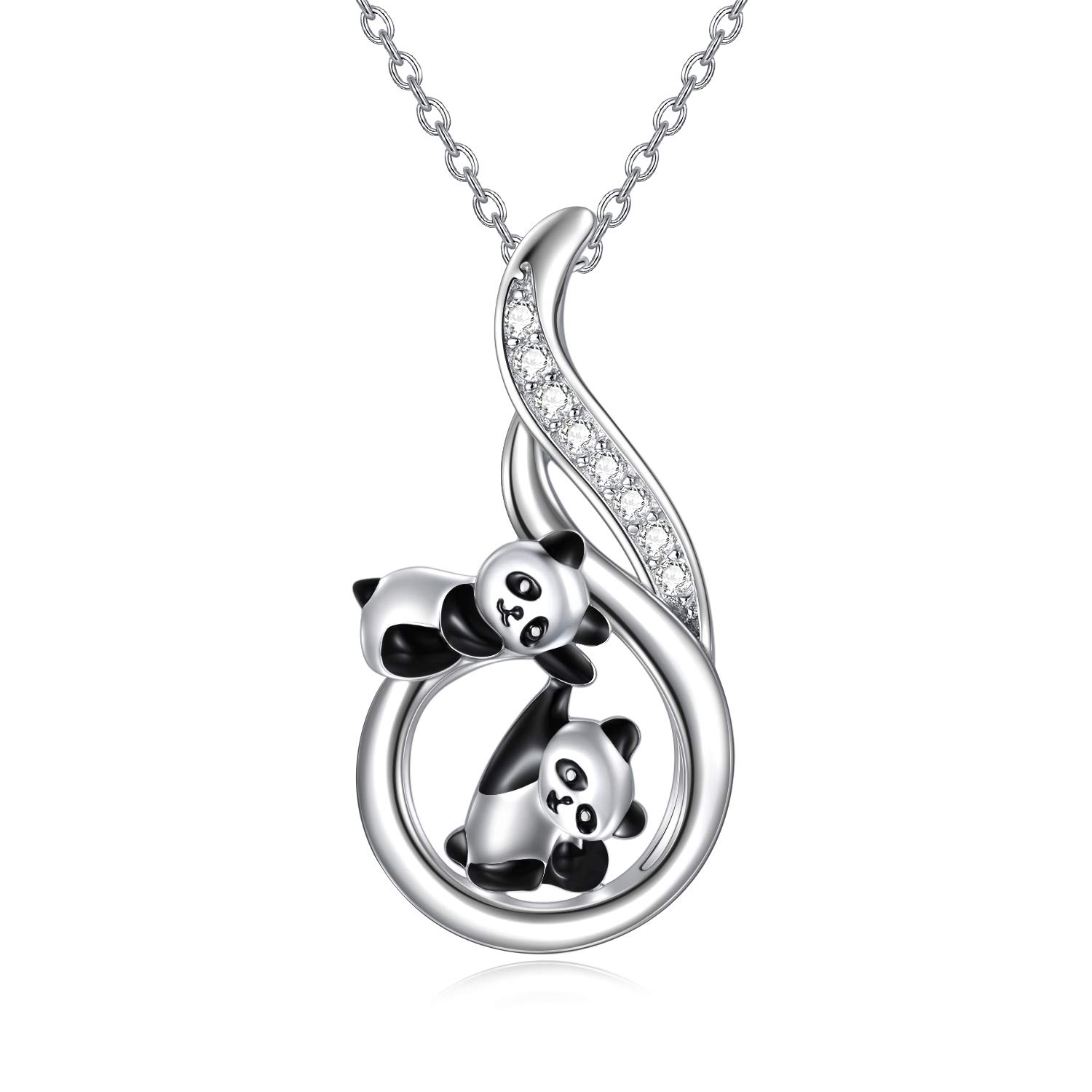 LONAGO Collana con Animali 925 Sterline D'argento Coniglio Volpe Pinguino Mamma Orso Elefante Panda Pendente Collana Gioielleria