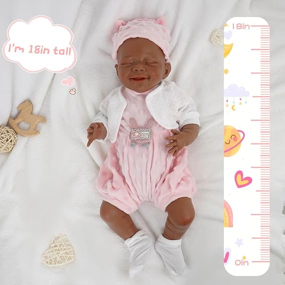 Girl 18 Inch, Full Silicone Baby Doll, Realistic Baby Dolls, Realistic Veins & Pose, Not Vinyl, Reborn Baby Dolls Silicone Full Body, Gift Set