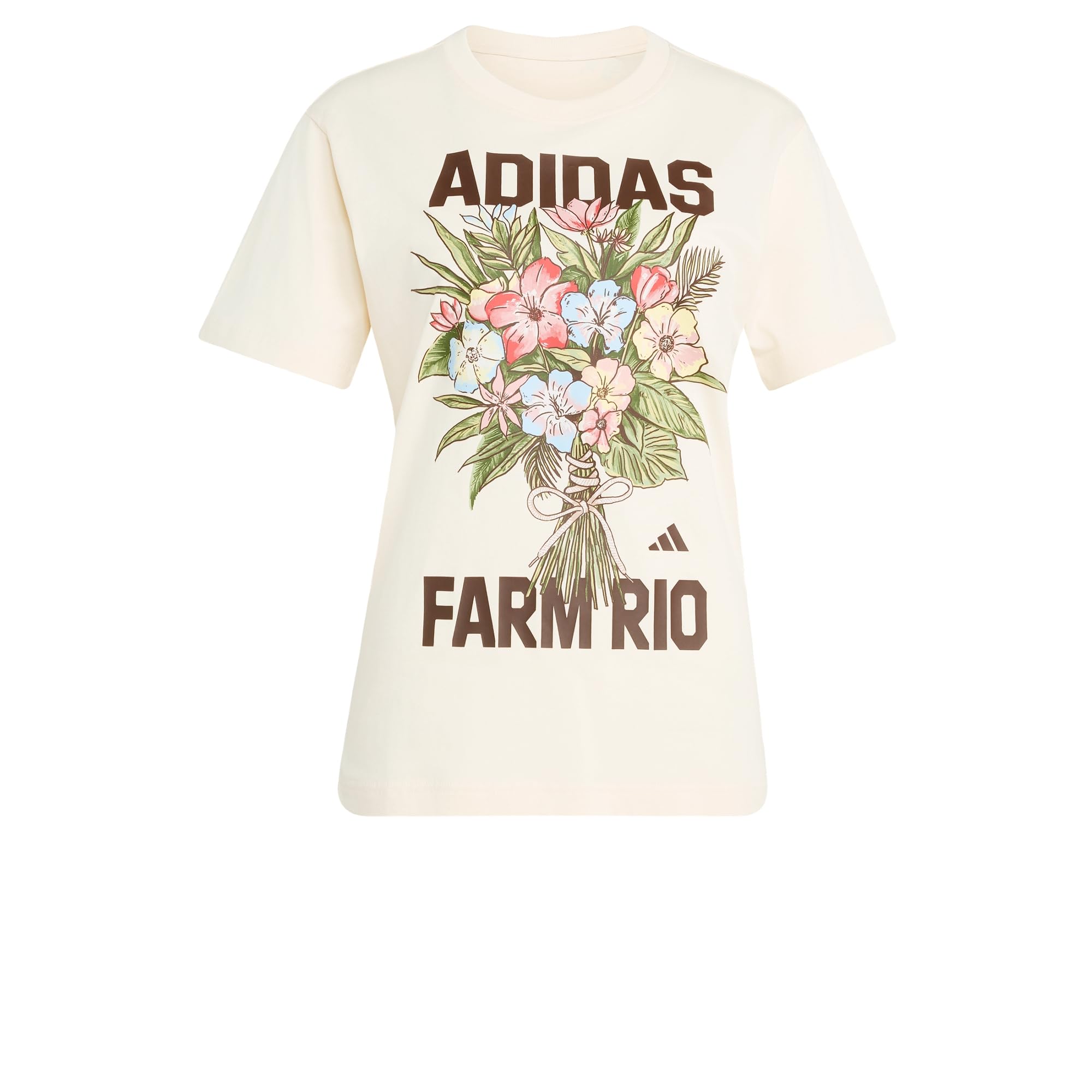 adidas Women's X Farm Rio Graphic Shirt, Ecru Tint/Shadow Brown/Multicolor, XS