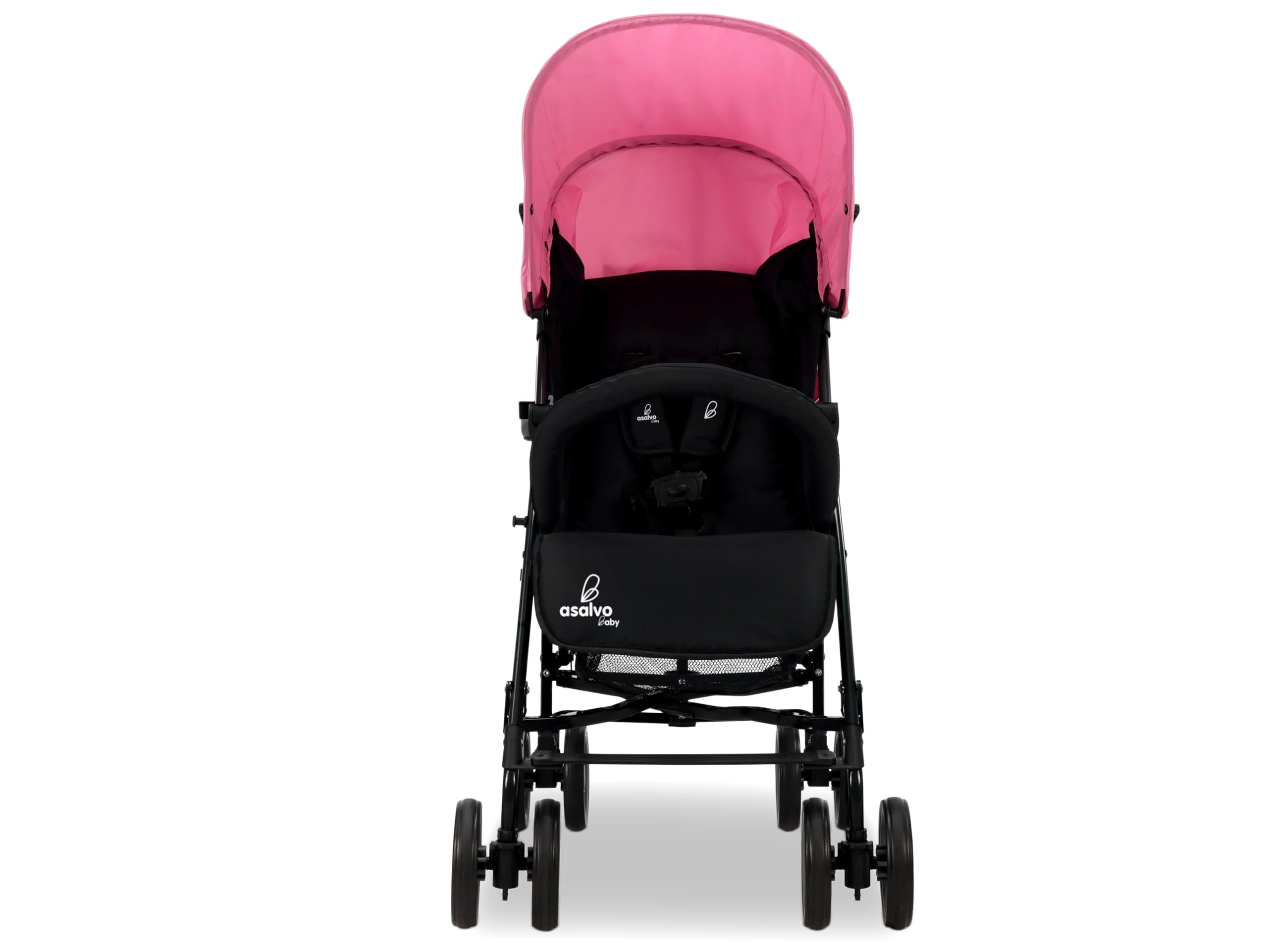Asalvo TROTTER PLUS Silla de Paseo, Carrito bebé, Carro para bebés, Reclinable, Confortable, Ultraligera, Capota con Ventana y Freno Trasero, Manejable, Plegado compacto, Carga Máxima 25 kg, Rosa