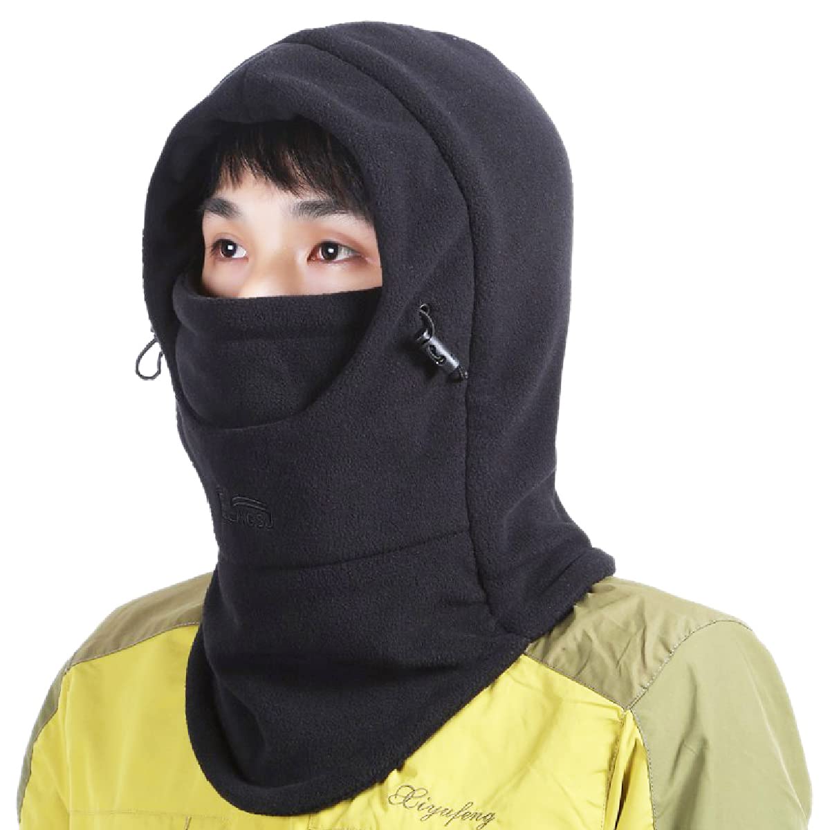 TRIWONDERTRIWONDER Balaclava Hood Hat Thermal Fleece Face Mask Neck Warmer Full Face Cover Cap Winter Ski Mask (Black - Thicken)