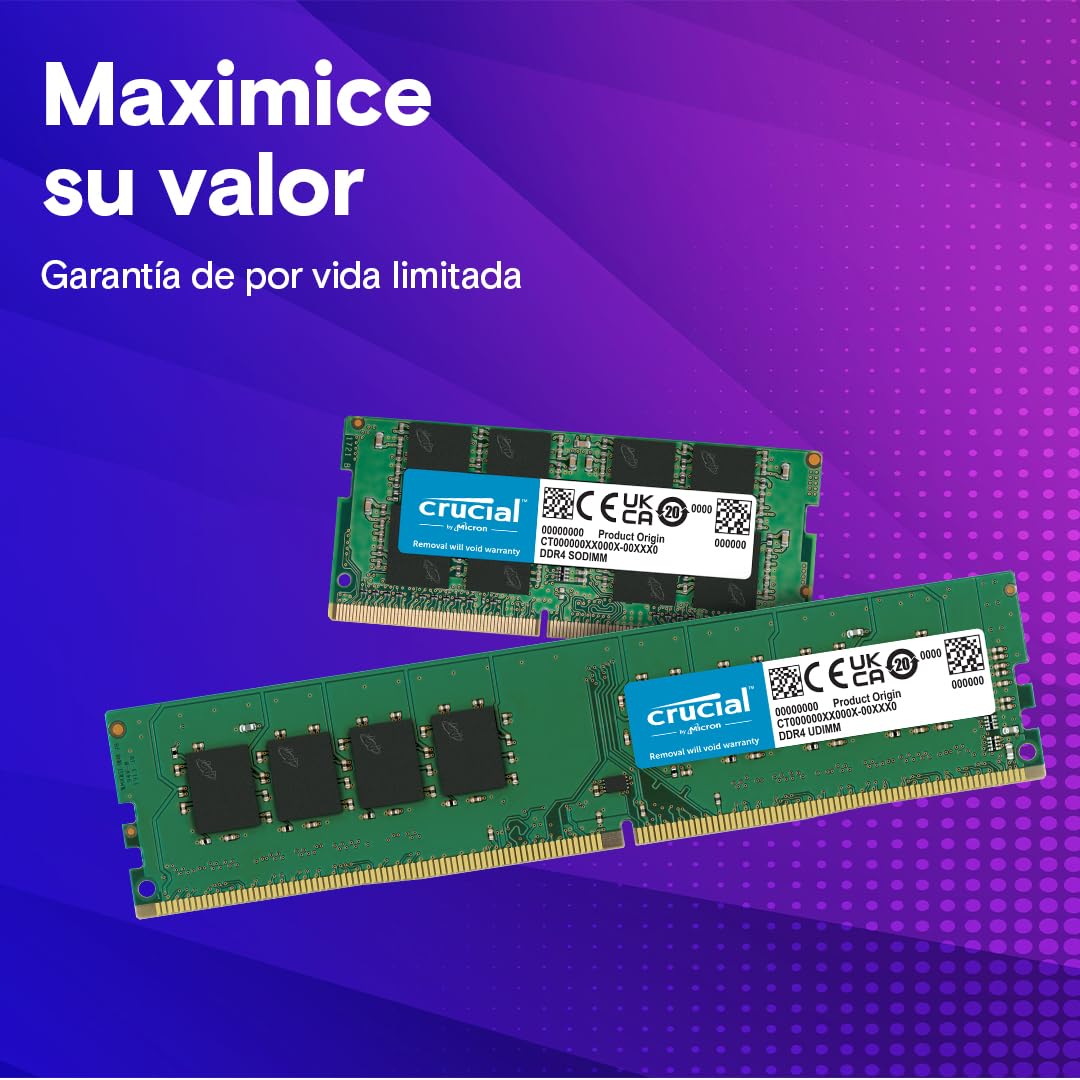 Crucial RAM DDR4 16GB Kit (8GBx2) 2400MHz CL17, Memoria PC