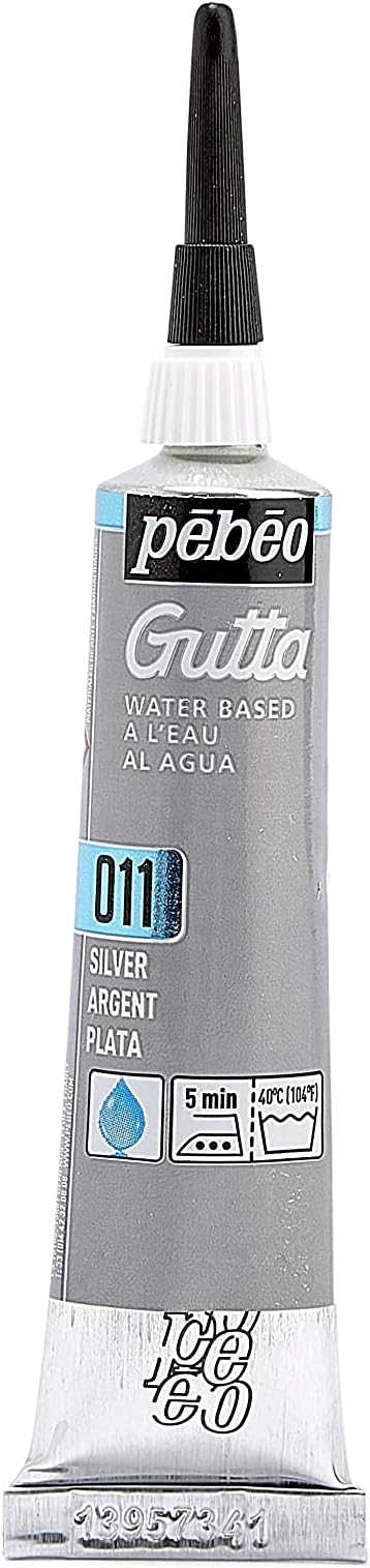 Pebeo Setasilk Silk Painting Water Based Gutta 20-Milliliter Tube, Silver