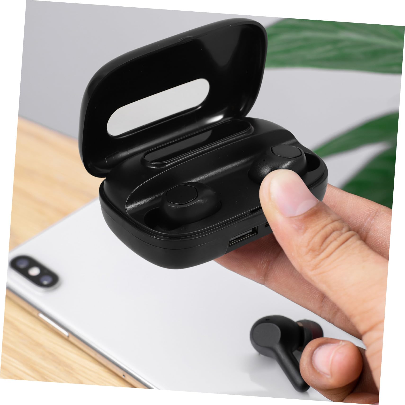 Auriculares Inalámbricos con Pantalla Digital para Deporte, Diseño Ergonómico, Resistencia al Agua Ipx7, Reducción de Ruido y Carga Portátil, Auriculares Estéreo Invisibles Negros