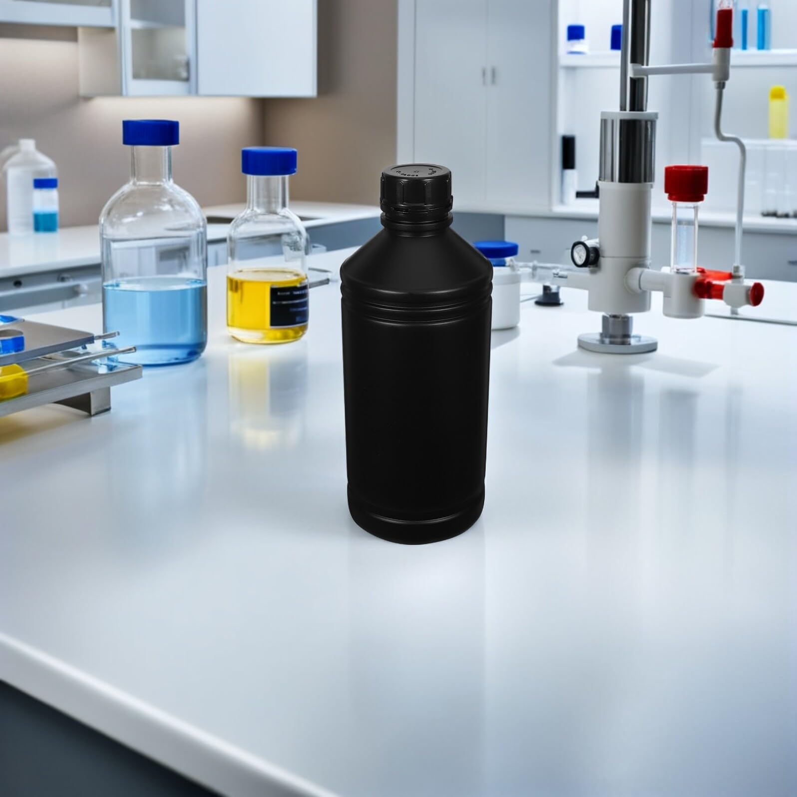Homoyoyo Bottiglie per Reagenti 1000ml Hdpe Nere, Confezione da 8 Pezzi